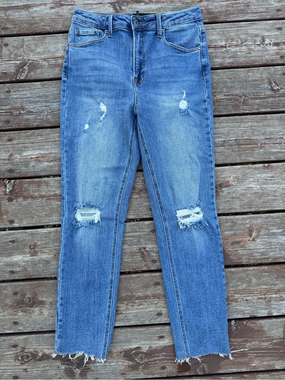 Risen high rise slim straight jeans